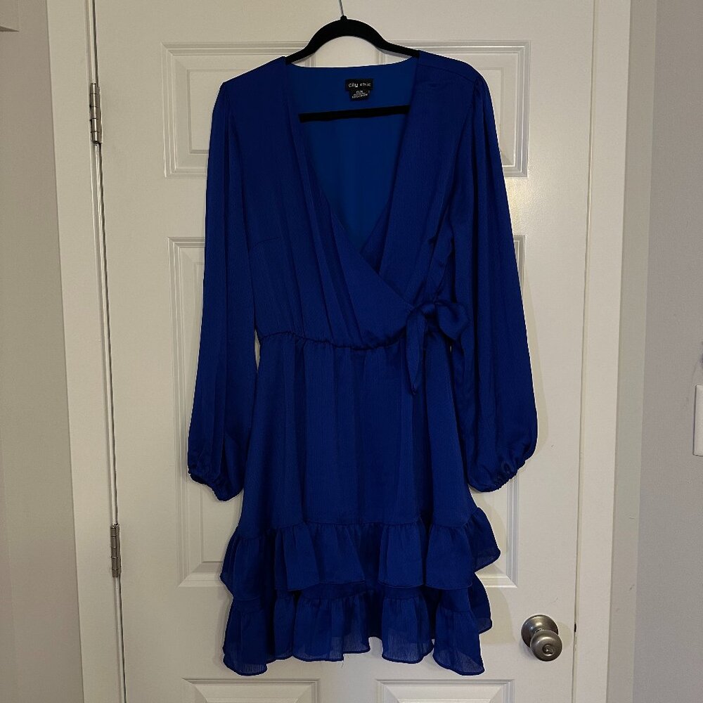 Women's Plus Size Arya Cobalt Faux-Wrap Dress - City Chic